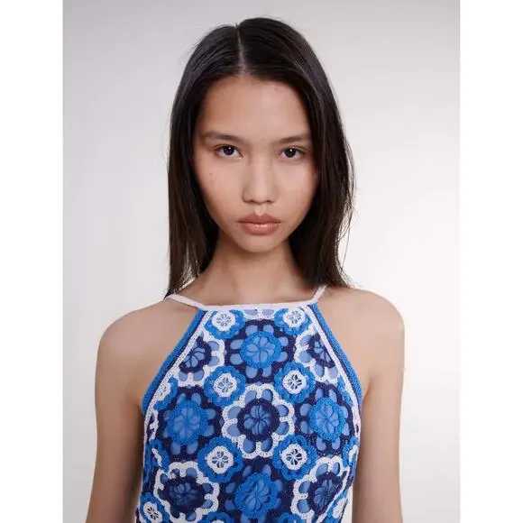 Maje Three-tone Crochet Dress - Picture 3 of 16